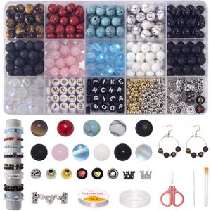 Mchruie 636pc Bracelet Making Kit, 8mm Beads for Bracelets Making - Natural Stone Gemstone Beads for Jewelry Making DIY Bracelet Kit for Adults Beginners