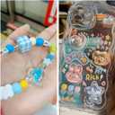 Cute Phone Case for iPhone 13 Pro Teens Case with Cute Clear 3D Bear Floral Aesthetic Phone Case with Lovely Bear Heart Charm Phone Case Girly Woman