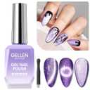 Gellen Purple Cat Eye Gel Nail Polish, 18ml Summer Gel Polish with Magnet Stick, Glitter Reflective Magnetic Cat Eye Nail Polish UV Gel Nail Art Salon (004-Elegant Purple)