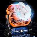 Portable Camping Fan,20000mAh Rechargeable Battery Powered Fan with LED Lantern, USB-C Battery Operated Fans, Ultra Quiet, for Outdoor Indoor Use, Travel, Tent, Beach, Picnic, Barbecue, Fishing, Home