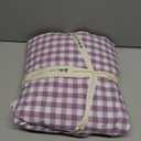 MooMee Gingham Duvet Cover Set 100% Washed Cotton Linen Like Textured Breathable Durable Soft Comfy Modern Checkered Design (Classic Gingham Light Purple, Queen 90"x90")