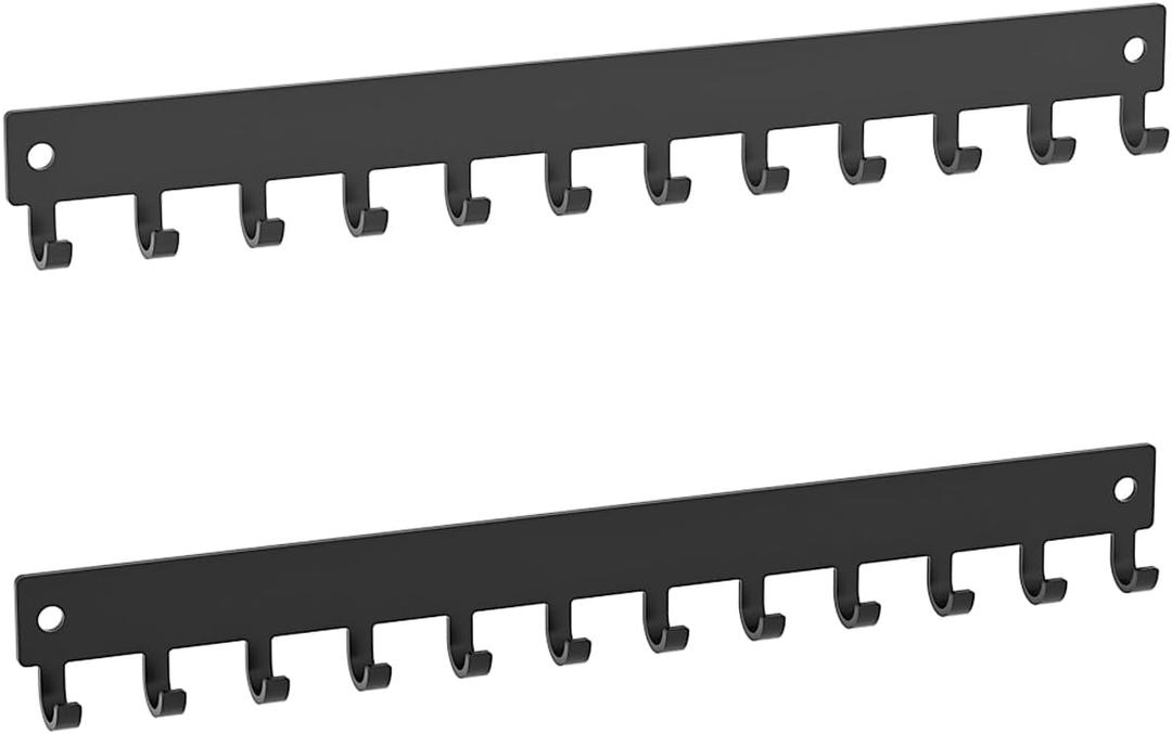 Necklace Holder Organizer Wall Mount,12 Hooks Metal Jewelry Hanger Organizer for Necklace Bracelet Chains, Black (2)