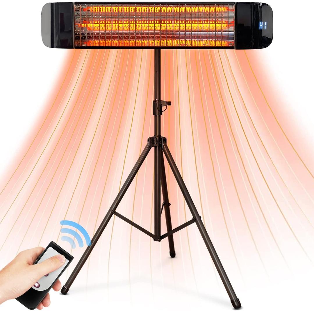 Paraheeter Electric Outdoor Heater, Infrared Patio Heater for Outdoor/Indoor Use, Wall Mounted/Ceiling/Tripod Infrared Heater Outdoor, 1500W Electric Patio Heater, CSA certificate.
