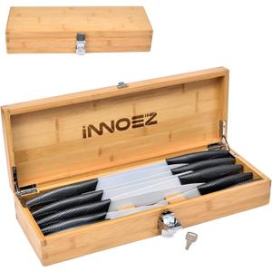 Bamboo Kitchen Knife Holder Lock Box - Knife Drawer Organizer Lockable Storage Box with Lock and Key to Keep Kids Safe from Sharp Knives. Multi Purpose Safe Box (Knives Not Included) (Large)