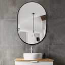 Bathroom Vanity Mirror for Wall, 36''x24'' Black Oval Bathroom Mirror for Over Sink, Bedroom, Living Room, Entryway, HD Tempered Glass, Wall Mounted Horizontally or Vertically