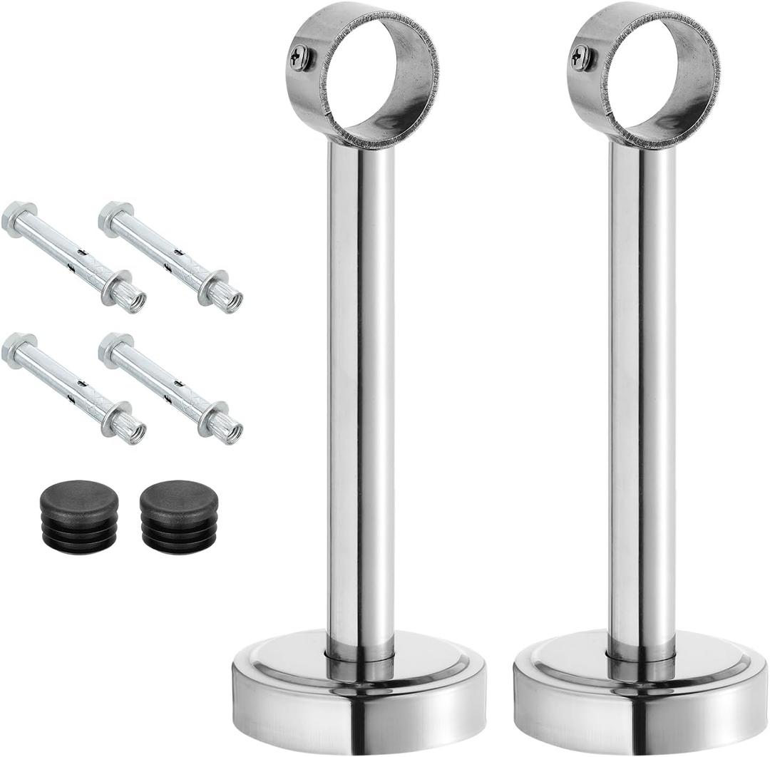 uxcell 2Set Ceiling Mount Bracket Fit 1.26inch Pipe, Stainless Steel Curtain Rod Holder Closet Rod Holders for Wardrobe Bathroom Curtain Pipe, 7.87inch Length
