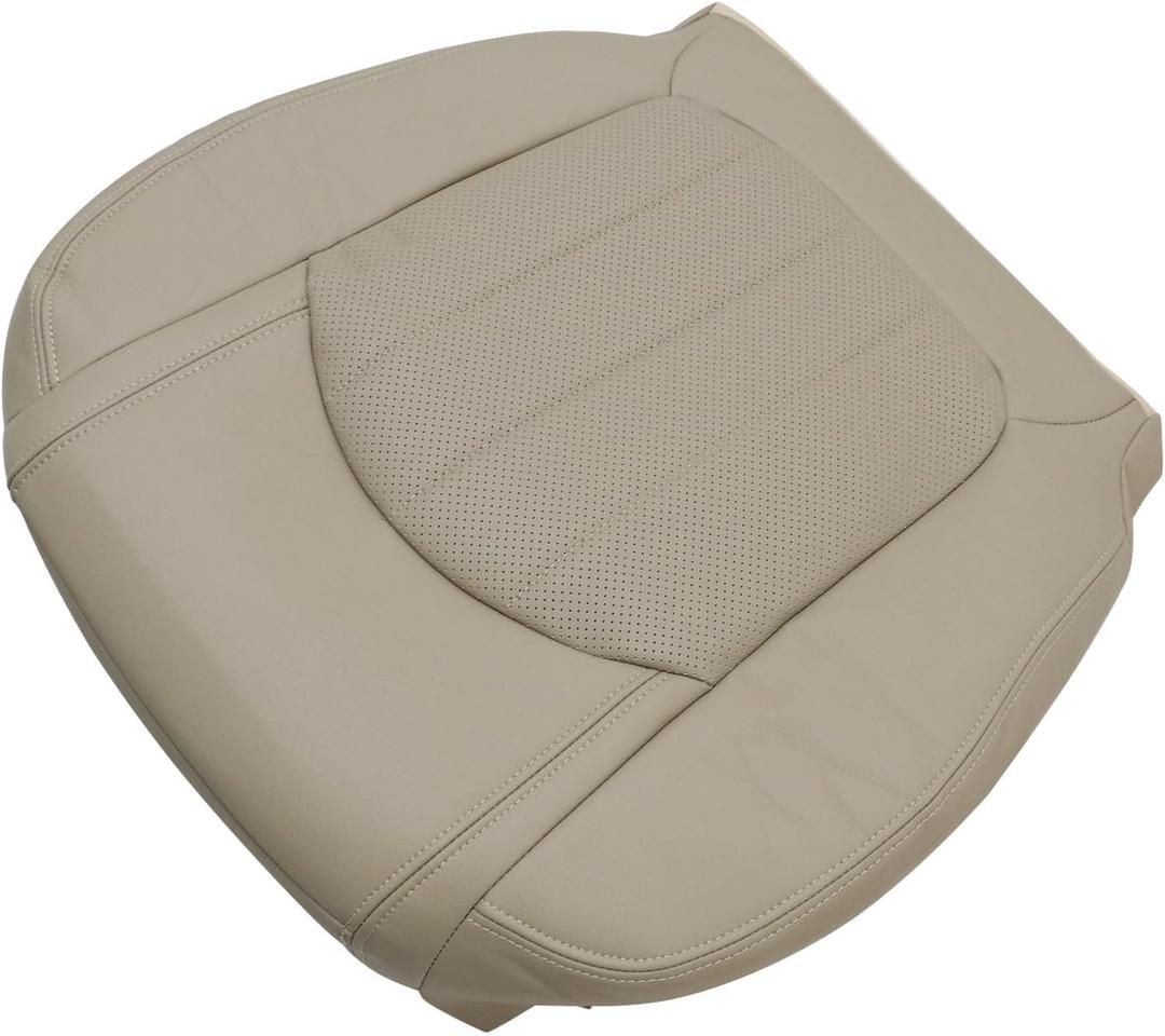 SecosAutoparts Passenger Bottom Perforated Leather Replacement Seat Cover Compatible with Chevy Traverse/GMC Acadia 2008-2017 Compatible with Buick Enclave 2008-2012#392 Light Cashmere Tan