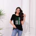 MAIHUN St Patricks Day Shirts Womens St. Paddys Day Shamrock Tshirt Green Clover Short Sleeve (Black, L)