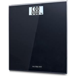 NUTRI FIT Digital Bathroom Scale Body Weight Scales 400 lbs Ultra Slim Most Accurate for Gym Yoga Studio with Large Backlit Display, Black