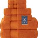 COZYART Orange Bath Towel Set 6 Piece, 2 Bath Towels 2 Hand Towels 2 Washcloths, Luxury 100% Turkish Cotton 650GSM Hotel Quality, Soft, Absorbent, Towel Sets for Bathroom