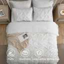 Bedsure Queen Comforter Set White - Bed in a Bag Queen Size Bedding 7 Pieces, GentleSoft Pintuck Bed Set Gift for Family, Pinch Pleat All Season Comforter with Sheets, Pillowcases & Shams