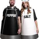 HooLing 2Pcs Couples Halloween Costumes for Adults Couples Outfits Costume Apparel Accessories for Halloween Cosplay Dress up (Salt & Pepper)