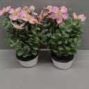 GnFlus Artificial Flower in Rustic Pot Purple Fake Cherry Blossom with Leaves Potted Plant Farmhouse Spring Decor for Home Living Room Shelf Decor Enterway Table Decoration 2 Pack