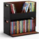 2 Set Leather Dvd Storage Box Dvd Storage Shelf Holder Racks Cassette Tape Display Stand with Carrying Handles for Movie Cases, Each Organizer Can Store up to 26 Boxes