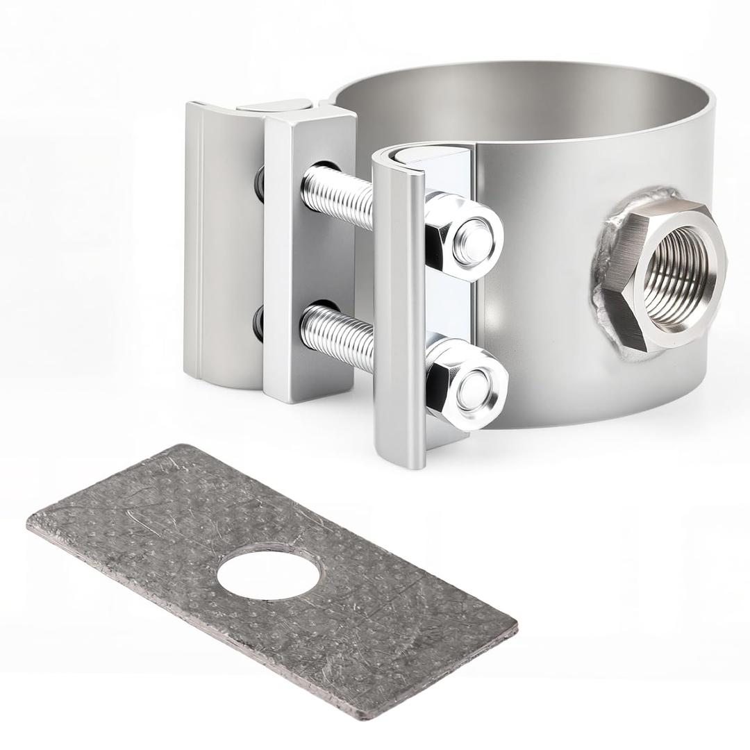 Car Oxygen Sensor Adapter Fit for 2-1/4"-2-1/2" Oxygen Sensor Pipe for Automotive Oxygen Sensors, No Weld Design Clamp On o2 Sensor Bung, Clamp-On Wideband Air/Fuel Ratio Gauge o2 Sensor Adapter Kit