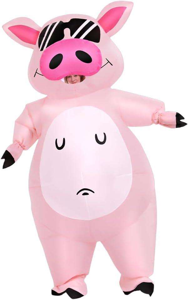 KOOY Inflatable Pig Costume, Pig Costume Adult Inflatable Costumes Adult Size Full Body Blow up Costumes for Adults Women Men Inflatables Fancy Funny Suit for Halloween Party