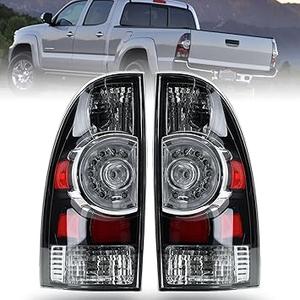 Nakuuly Tail Light Assembly Compatible With 2005-2015 Tacoma Pickup Driver and Passenger Side LED Taillights Brake Signal Assembly with Bulb and Harness (Black Housing Style)
