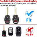 Key Fob Cover Case Compatible with Honda Accord Civic Cr-V Cr-Z Fit Odyssey Crosstour Accessories (Black)
