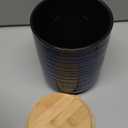 HASENSE 80oz Ceramic Food Storage Jar with Airtight Bamboo Lid  7.5 Inch Large Kitchen Canister for Coffee, Sugar, Flour, Tea, Snacks  Wide Mouth Blue Container for Pantry Organization