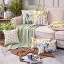 ARTMAGIC Daisy Embroidery Floral Throw Pillow Covers Spring Summer Decorative Pillowcase Square Cushion Cover for Couch Sofa Bed Living Room Bedroom Decor (18x18 Inches, Daisy Beige)