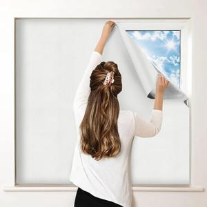 White Blackout Curtains for Bedroom, Portable DIY Window Blinds, No Drill Window Shades & Blackout Blinds with Stickers & Tabs for Travel, Dorm Room, Media Room (79" x 57")