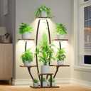 JUSTOGO Plant Stand Indoor with Grow Lights - 7 Tiered Large Plant Shelf Indoor, 47" Corner Plant Stands for Indoor Plants Multiple, Metal Plant Rack Flower Holder Display for Living Room, Home Decor