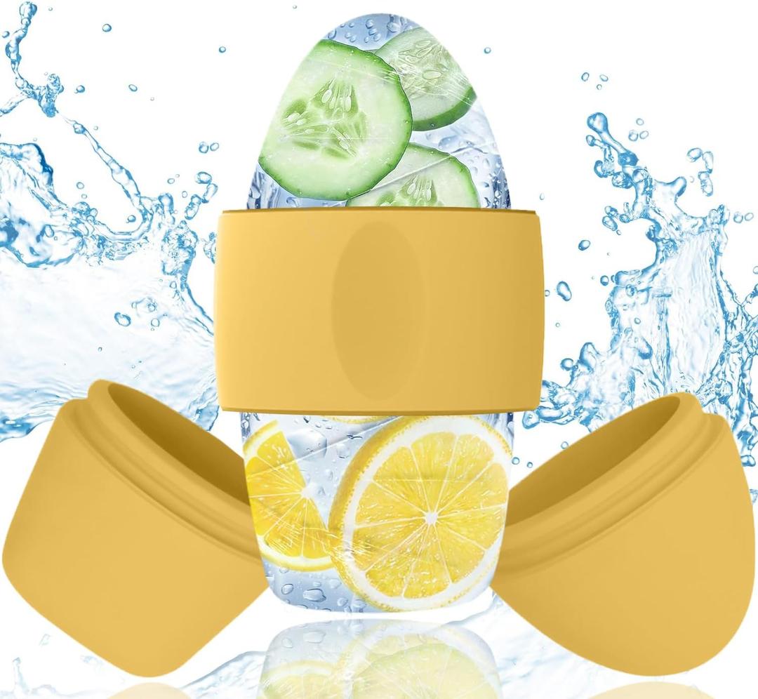 2 x Ice Roller for Face and Eye Massager for Face, Eyes and Neck Naturally Conditioning and Skin Care,De-Puff Eye Bags,Reduce Migraine Pain,Reusable Massage Silicone Ice Mold (Yellow)