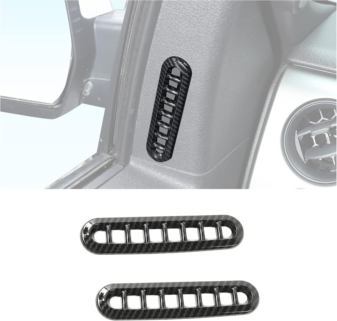 Door A/C Outlet Vent Front Side Window Air-Conditioner Vent Trim Cover for 2009-2014 Ford Raptor, Carbon Fiber, 2PCs