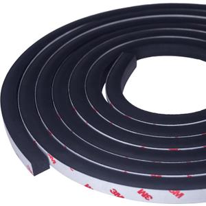 Neoprene Waterproof Rubber Foam 1/2 (w) x 1/2 (h) x 12 feet Long Weather Stripping Door Seal Insulation Shock-Absorbing 3M Self-Adhesive Tape for Door Frames, Windows  Black, 1 Continuous Roll