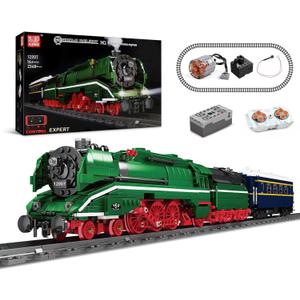 Mould King 12007 German Express Train Building Block Kits Model, MOC Building Blocks Set to Build, Gift for Kids Age 8+/Adult Collections Enthusiasts(2348 Pieces, with Motor)