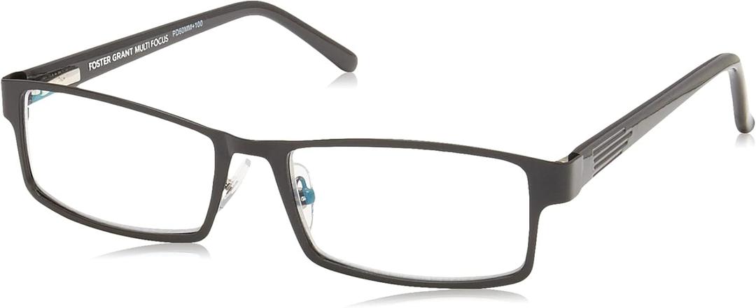 Foster Grant mens Sawyer Multifocus Reading Glasses Rectangular Reading Glasses (Black/Transparent)