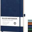 RETTACY Lined Journal Notebook, 96 Numbered Pages, A4 Large Size (8.5'' x 11''), for Men & Women, Journaling, Writing, Work & Office, Leather Softcover, 100 GSM Thick Paper (Navy Blue)