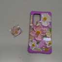Galaxy S24 Ultra Case Purple/Pink | 3 in 1, Oil Painting Flower Pattern, Heavy Duty, Shockproof Protection, Soft Silicone Rubber Bumper, Hard Plastic Protective Cover, 6.8"
