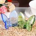 2pcs Crystal Butterfly Figurine,Butterfly Collectibles Glass Art Glass Animals Crystal Wedding Decortion for Home Butterfly Gifts for Women(Blue+Green)