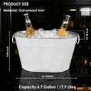 1PC Galvanized Tub Ice Bucket for Parties, Thick Metal Galvanized Drink Buckets, Beverage Tub with Handles, Drink Bucket for Indoor & Outdoor Party (White)