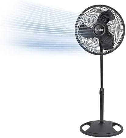 Lasko 2521 16 Inch 3-Speed Quiet Adjustable Tilting Wide-Area Oscillating Standing Pedestal Fan for Bedroom, Kitchen, Home, and Office, Black