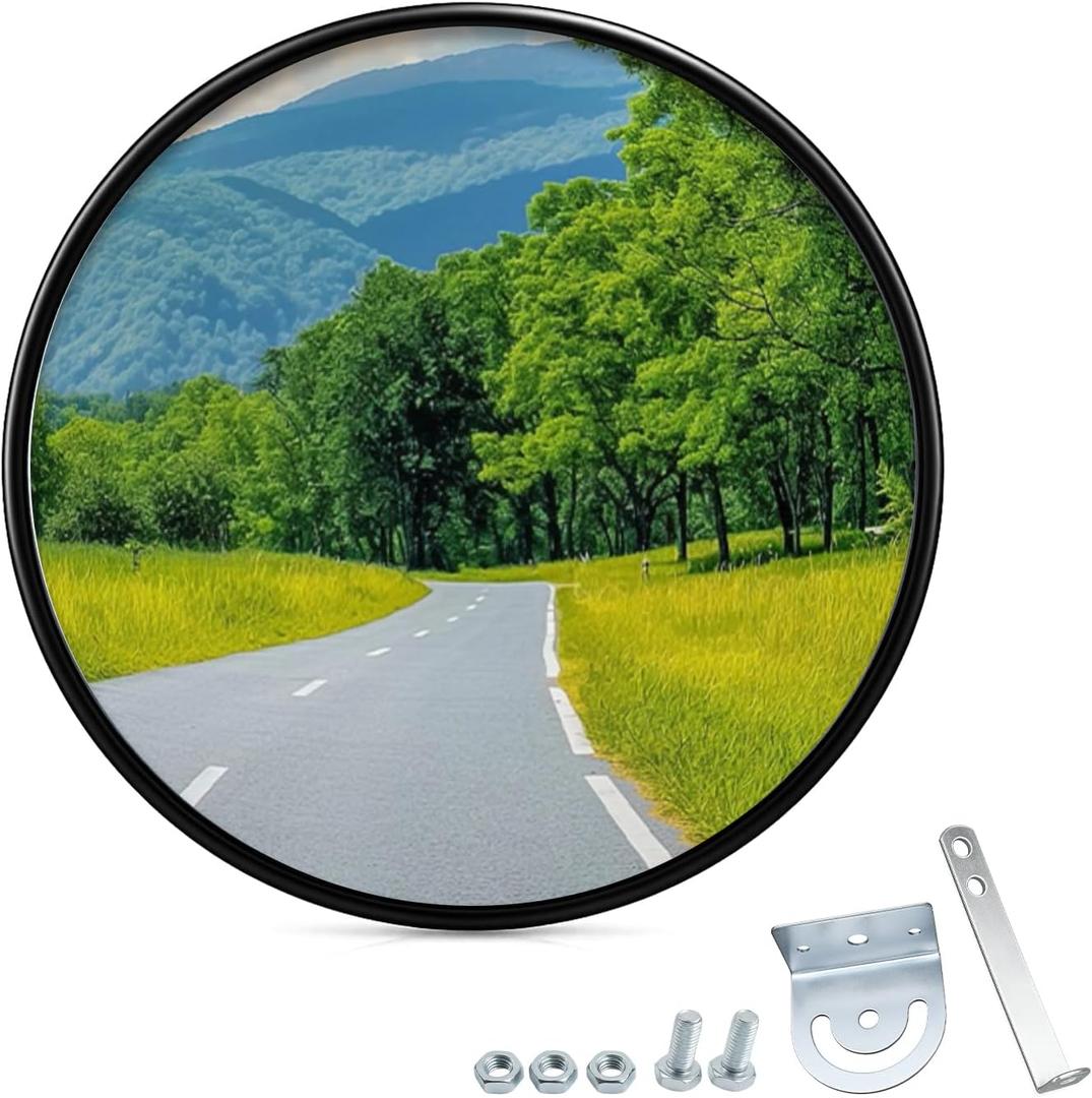 24 inch Convex Mirror Acrylic, Safety Security Traffic Corner Mirrors, Adjustable Wide Angle View and Wall Mounting Corner Blind Spot, for Indoor Outdoor Garage School Classroom Warehouse