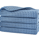 Microfiber Waffle Wash-Cloths,4Pack,Blue,13x13in