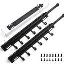 BaiNong 16.5" Valet Rod for Closet Pull Out With 6 Hooks Valet Rods for Closets (2Pack Black) Closet Valet Rod Slide Out
