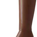 Adrizzlein Knee High Boots for Women Chunky Heel Fall Boots Pointed Toe Booties Side Zipper Tall Boots Slip On Dress Boots for Wedding (6, Brown)