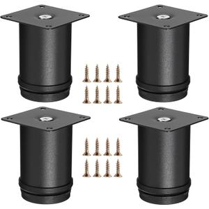 OwnMy 4PCS 3 Inch Stainless Steel Furniture Legs Feets Heavy Duty Metal Cabinet Legs, Adjustable Round Metal Furniture Risers Replacement Leg Extenders for Sofa Chair Desk