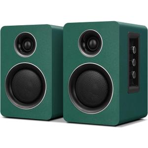 Computer Speakers for Desktop PC, Active Bookshelf Speaker with 3 Carbon Fiber Woofer and Silk Film Tweeter ,Supports Bluetooth 5.3, USB-C, AUX/RCA Input for Record Player TV - Green Stereo Set