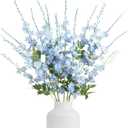 IPOPU Blue Delphinium Artificial Flowers,6PCS Realistic Fake Larkspur Flowers 42.5'' Faux Delphinium Bulk for Tall Vase Wedding Party Garden Home Decor (Blue)