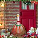 Eccliy Christmas Goose Outfit Set Red White Green Crochet Dresses with Gauze Handmade Xmas Porch Goose Costume for 23 High Cement Plastic Statue Christmas Party Outdoor Patio Yard Lawn Art Decoration