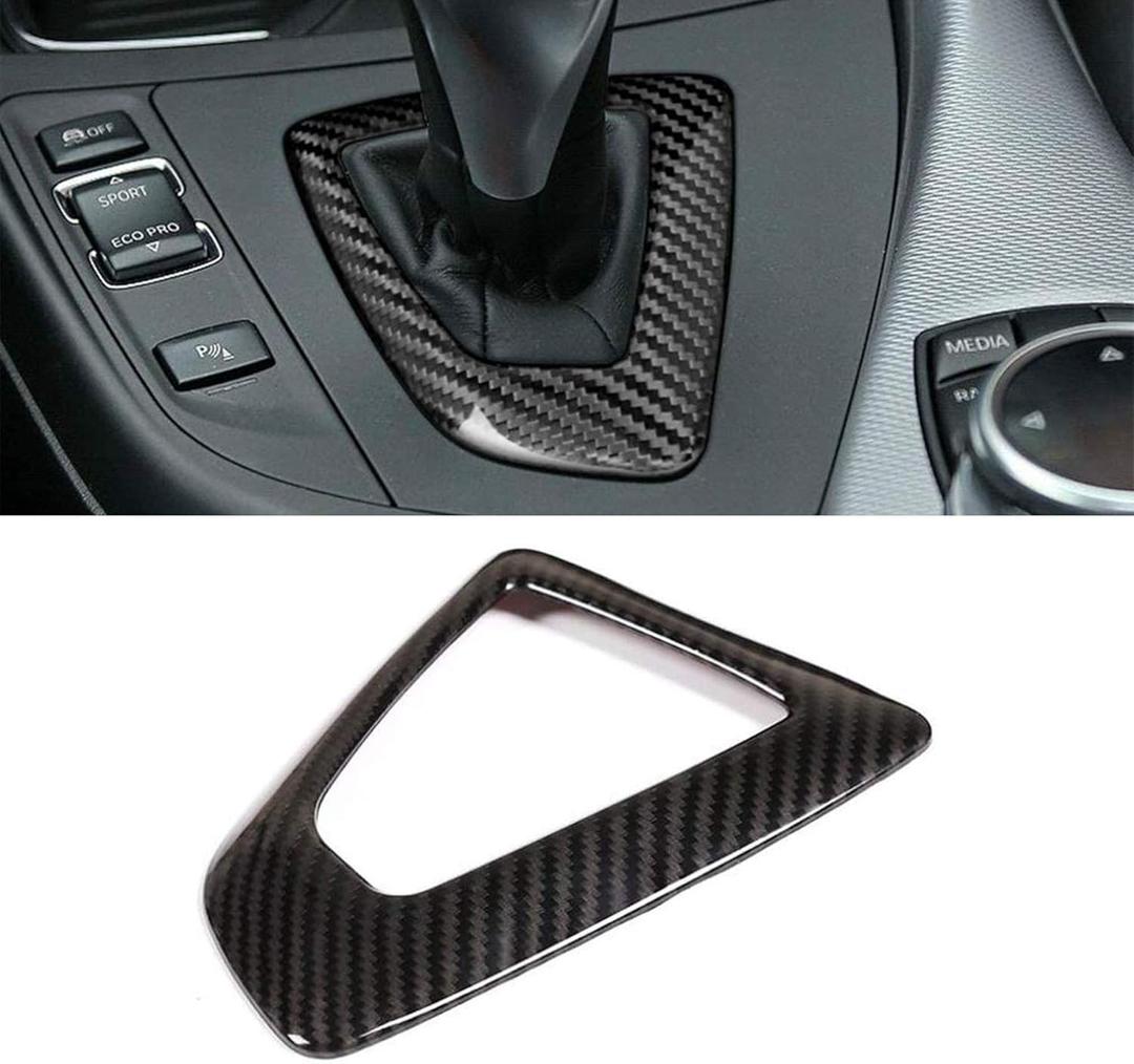Carbon Fiber Control Gear Box Shift Knob Panel Frame Cover Sticker Interior Trim Compatible with BMW F20 F21 F22 F23 F30 F34 F35 F32 F33 F36 1 2 3 4 Series 14-18 Accessories