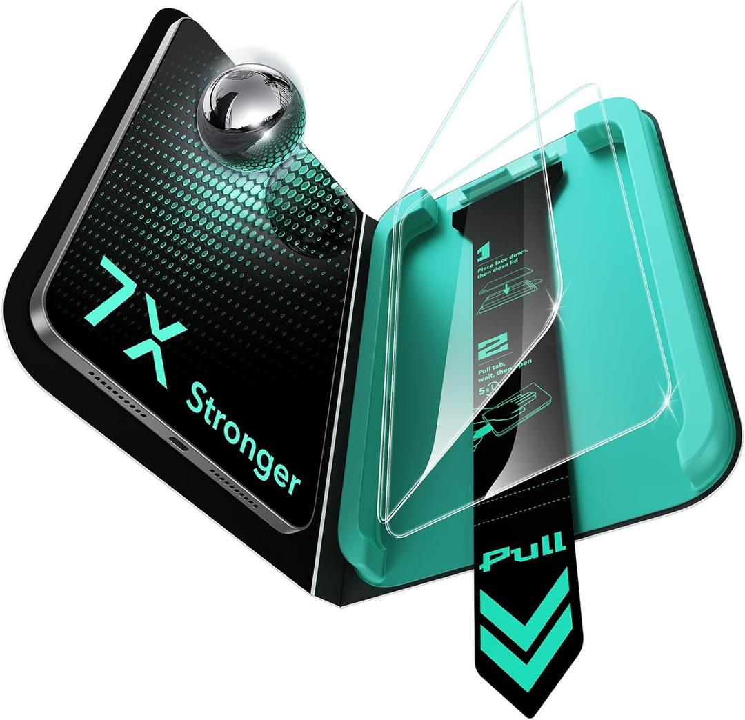 ESR 2 Pack Armorite Screen Protector for iPad mini 7th Gen (A17 Pro, 2024) & 6th Gen (2021), 9H Tempered Glass Film with Ultra Fit Tray, Military-Grade Protection, HD Clarity, Dust & Bubble-Free