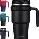 CIVAGO 20 oz Tumbler Mug with Lid and Straw, Insulated Travel Coffee Mug with Handle, Double Wall Stainless Steel Vacuum Coffee Tumbler, Thermal Coffee Cup, Flip lid, Black (1 Count (Pack of 1)