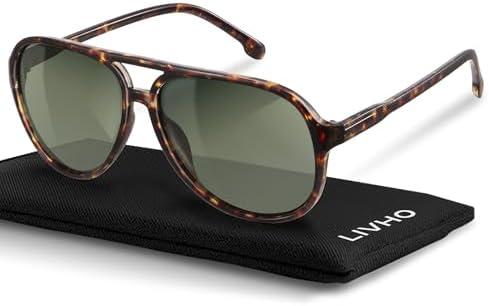 livho Trendy Polarized Aviator Sunglasses Women Men, Retro Sun Glasses for Women Men 2025, Oversized UV Protection Shades