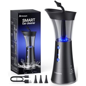 Ear Wax Removal, Upgraded Ear Cleaner with Dual Water Tank, Electric Ear Cleaning Kit with Water Temperature Sensor Effective & Safe Ear Wax Removal Kit, lPX6 Waterproof, 4 Pressure Modes, USB-C Cable