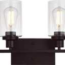 MELUCEE 6-Light Bathroom Vanity Light Fixture Vintage Industrial Oil Rubbed Bronze Wall Sconce Lighting with Clear Glass Shade for Living Room Bedroom Kitchen (Patent No.: US D963914 S)